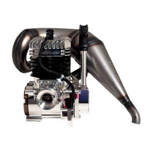 Taylor RC 50GT V2 GOPED GSR46 engine complete package, side view from an alternate angle showing the carburettor and pull-start handle