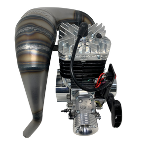 Engine and exhaust system on a white background
