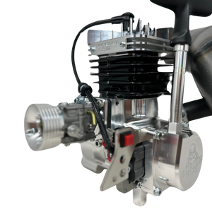 Close-up of a metallic engine on a white background