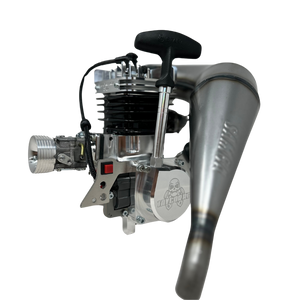 Engine and exhaust system on a white background