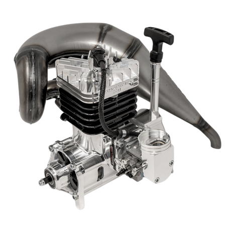 Model engine with clear casing on a white background