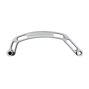 Metallic curved bracket on a white background