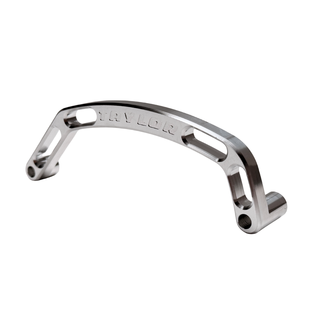 Metallic handle with 'Taylor' branding on a white background