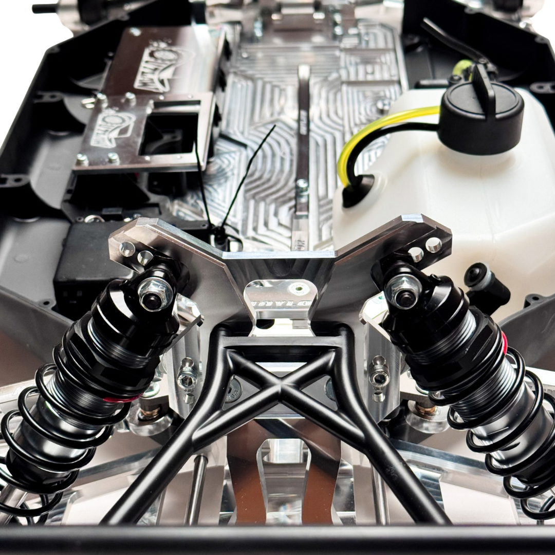 taylor-rc-complete-outlaw-v4-billet-hybrid-slider-close-up-front-shock-tower-fuel-tank