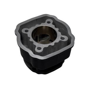 Black mechanical component on a white background