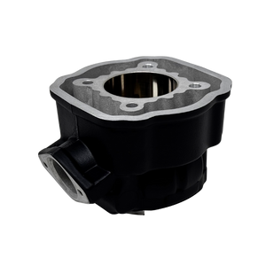 Black cylinder engine component on a white background