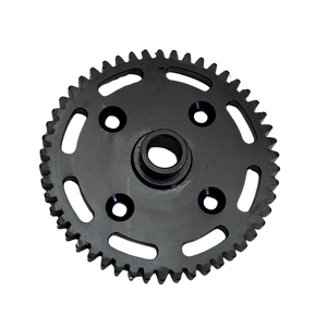 Black gear on a white background