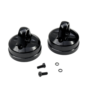 Taylor RC Kraken Losi shock replacement bleeder shock cap, KRC9213, angled view showing the eyelet top with mounting screws and O-rings