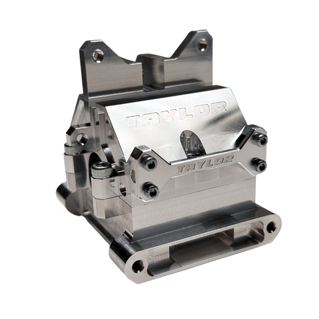 Metallic mechanical component with 'Taylor' branding on a white background