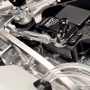 Close-up of a high-performance engine with branded components