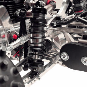 Close-up of a mechanical engine or vehicle component with metal parts and bolts.