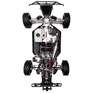 Mechanical chassis of a remote-controlled car on a transparent background