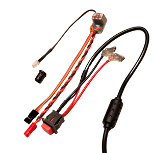 Wiring harness with connectors on a white background