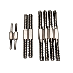 Set of titanium turnbuckles on a white background