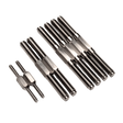 Set of metal turnbuckles on a white background