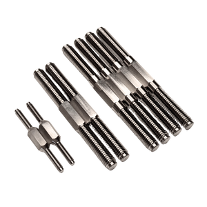 Set of metal turnbuckles on a white background