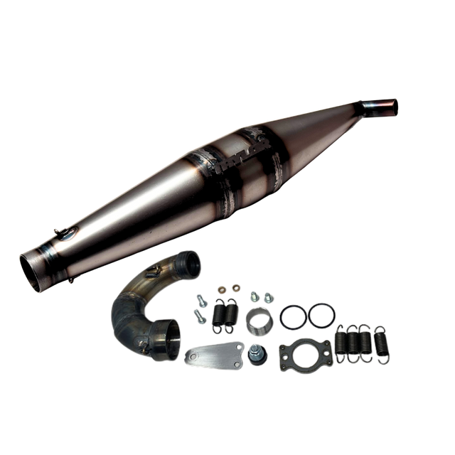 Taylor RC Vesla Big Block side exhaust pipe with manifold, springs, gasket, O-rings, and mounting hardware