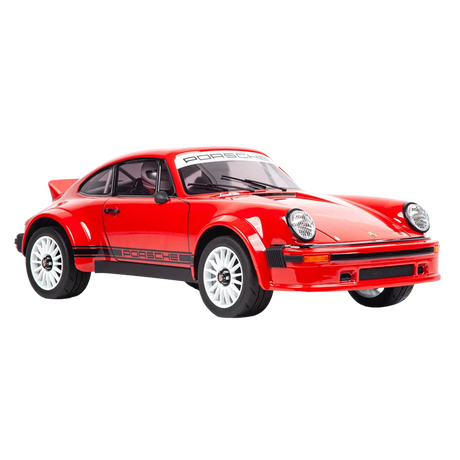 Red Porsche model car on a white background