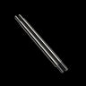 Two titanium mcd shock shafts on a black background