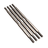 Set of metal rods with threaded ends on a white background