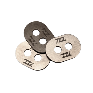 Three metal washers with 'TZZ' branding on a white background