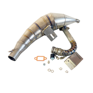 Exhaust system with components on a white background