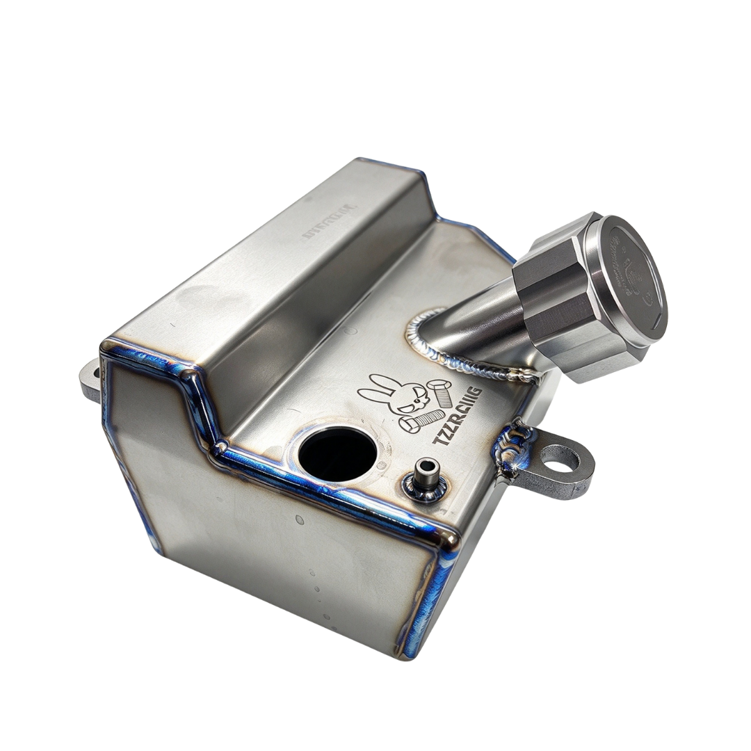 TZZ Racing titanium fuel tank for Baja and Kraken VESLA.5, angled view showing the filler neck and cap