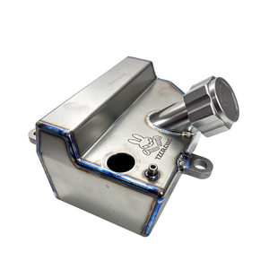 TZZ Racing titanium fuel tank for Baja and Kraken VESLA.5, angled view showing the filler neck and cap