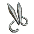 Two metallic exhaust pipes on a white background