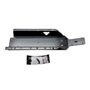 Side profile view of Uber RC HPI Baja carbon fibre HD chassis with UberRC logo decal