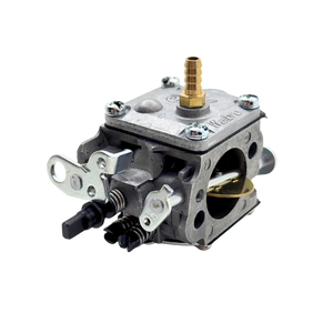 Metal carburetor on a white background