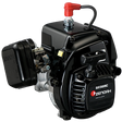 A Zenoah G230RC 2-stroke gasoline engine with a black casing, silver metal components, a red fuel cap, and a black pull-start handle, shown on a solid white background.